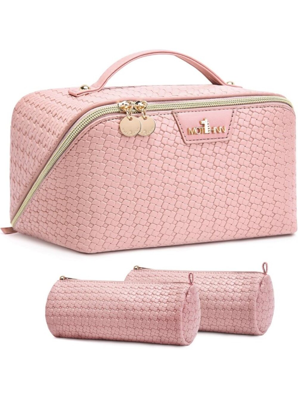Stylish Travel Makeup Bag Set for Women - 3 Pcs Vagen Leather Cosmetic Organizer